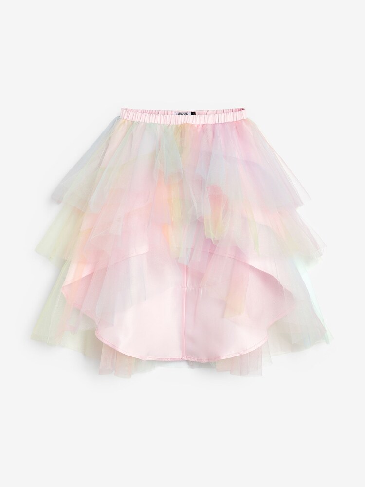 Chi Chi London Multi Younger Girls Rainbow Tiered Dip Hem Skirt - Image 4 of 4