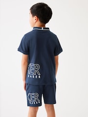 Baker by Ted Baker Navy 100% Cotton Polo Shirt and Short Set - Image 2 of 7