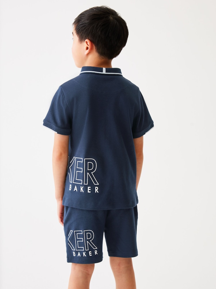 Baker by Ted Baker Navy 100% Cotton Polo Shirt and Short Set - Image 2 of 7