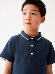 Baker by Ted Baker Navy 100% Cotton Polo Shirt and Short Set - Image 4 of 7