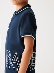 Baker by Ted Baker Navy 100% Cotton Polo Shirt and Short Set - Image 6 of 7