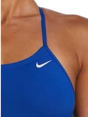 Nike Blue Hydrastrong Lace Up Tie Back Performance Swimsuit - Image 3 of 4