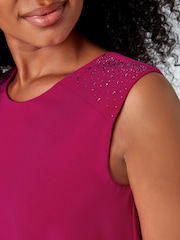 Roman Pink Petite Sparkle Detail Tiered Dress - Image 5 of 5