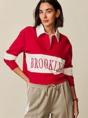 Red Graphic Polo Rugby Longsleeve Shirt - Image 4 of 6