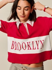 Red Graphic Polo Rugby Longsleeve Shirt - Image 5 of 6