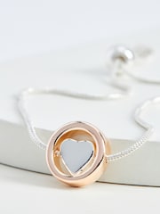 Rose Gold Tone/Silver Tone Heart Pully Bracelet - Image 2 of 2