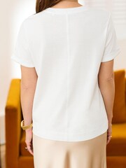 White Plain 100% Cotton Short Sleeve T-Shirt - Image 3 of 5