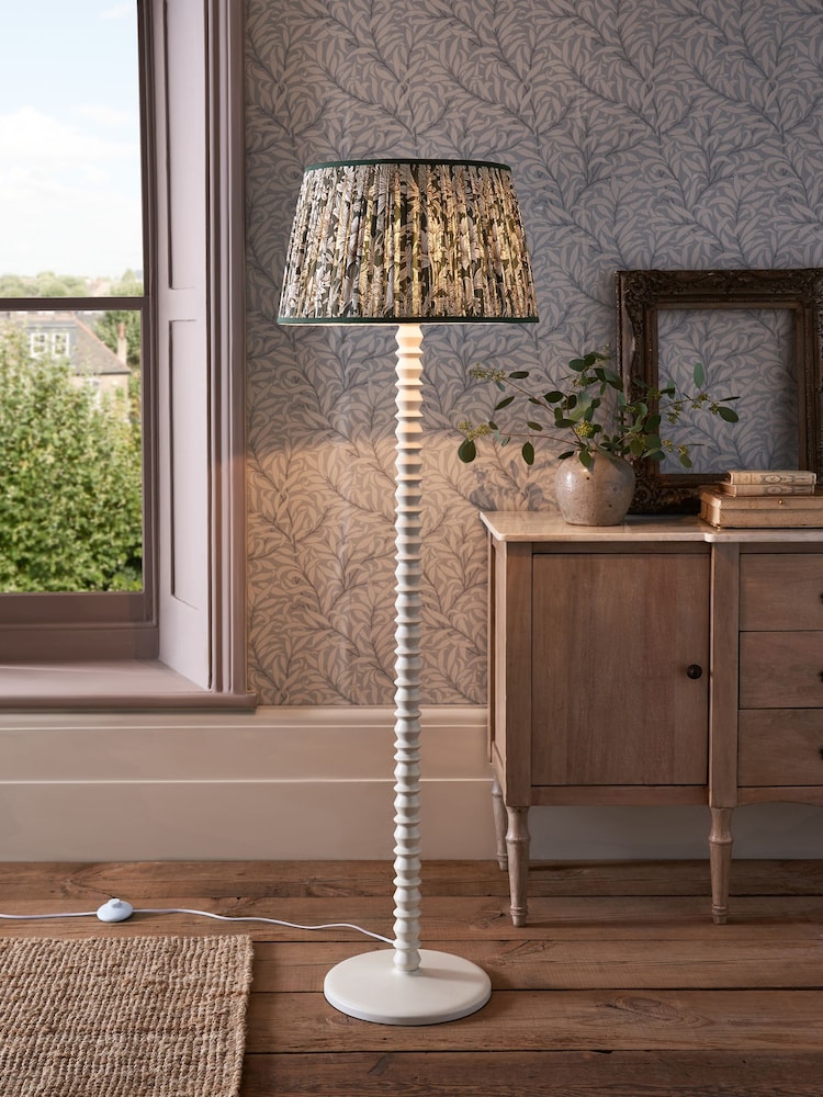 Morris & Co Cream Chrysanthemum Pleated Floor Lamp - Image 1 of 5