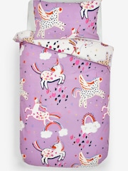 Lilac Purple Unicorn Print Duvet Cover and Pillowcase Set - Image 3 of 4