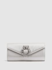 Off White - Клатч с пряжкой Атлас стразами Reiss Delphine - Изображение 1 из 6