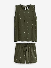 Green Spot Cotton Vest Short Pyjamas Set - Image 6 of 8