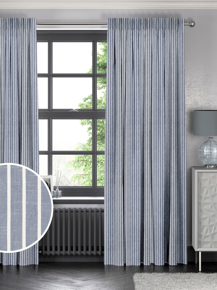 Navy Blue Franklin Made To Measure Curtains - Image 1 of 9 Navy Blue Franklin Made To Measure Curtains - Image 1 of 9