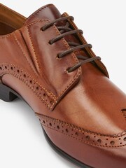 Tan Brown Leather Stretch Fit Brogues - Image 5 of 5