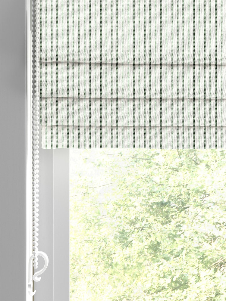 Laura Ashley Green Candy Stripe Made To Measure Roman Blinds - Image 2 of 6