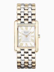 Accurist Rectangle Womens Gold Plated Two Tone Stainless Steel Bracelet Analogue Watch - Image 1 of 7