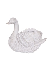 Laura Ashley White Large Distressed Swan Planter - Image 2 of 5