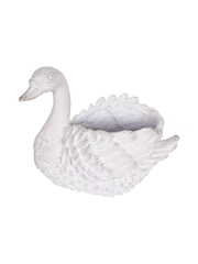 Laura Ashley White Large Distressed Swan Planter - Image 3 of 5