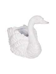 Laura Ashley White Large Distressed Swan Planter - Image 4 of 5