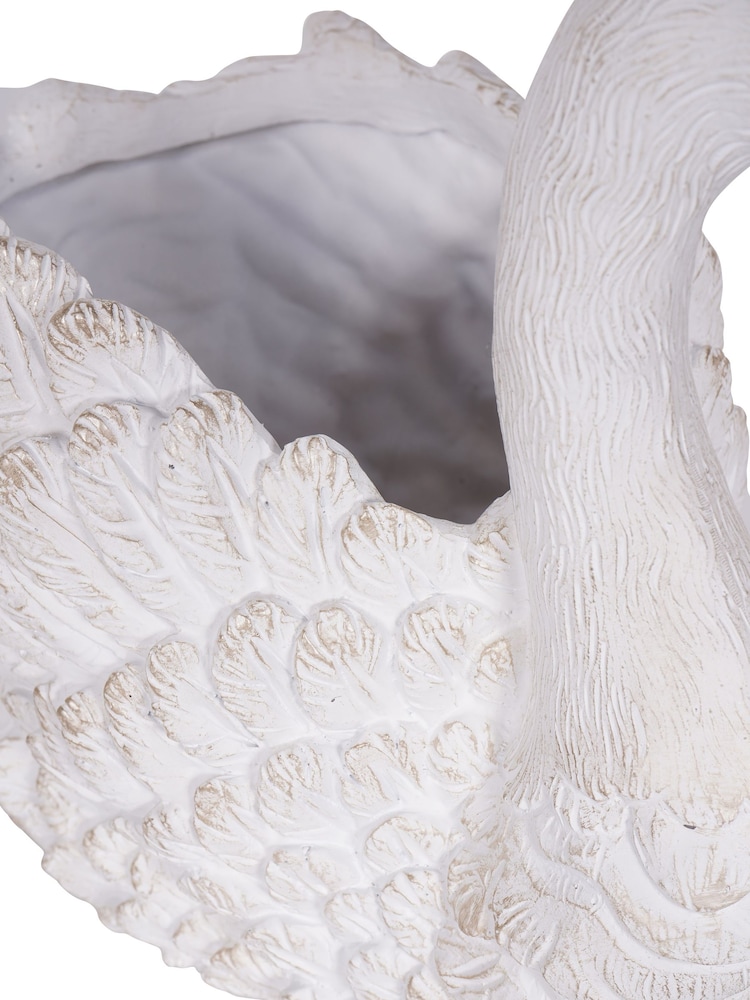Laura Ashley White Large Distressed Swan Planter - Image 5 of 5