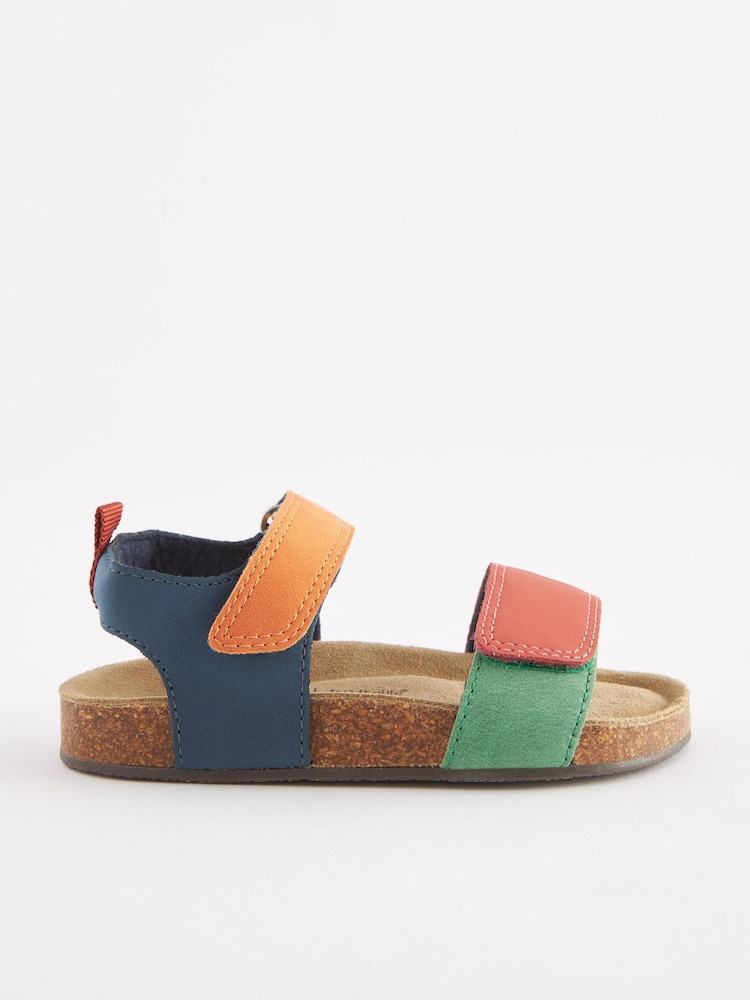 Multi Bright Colourblock Standard Fit (F) Corkbed Comfort Sandals - Image 2 of 6