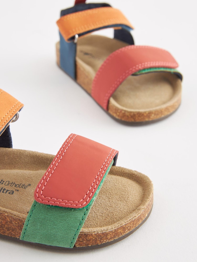 Multi Bright Colourblock Standard Fit (F) Corkbed Comfort Sandals - Image 4 of 6