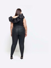 River Island Black Plus High Rise Skinny Coated Jeans - Image 2 of 6