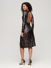 Superdry Black Long Sleeve Backless Sparkly Midi Dress - Image 2 of 3