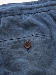 Navy Blue Signature Leomaster Italian Delave Linen Drawstring Trousers - Image 9 of 11