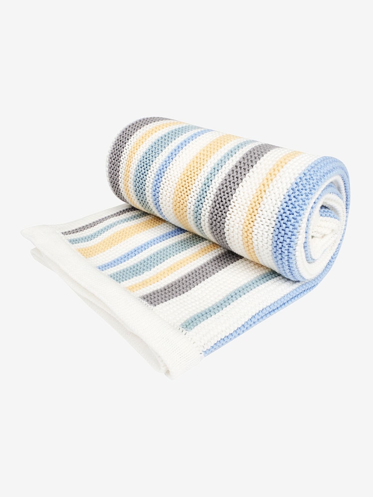 JoJo Maman Bébé Pastel Multi Chunky Knitted Stripe Blanket - Image 2 of 2
