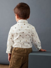 White Smart Print Shirt With Bow Tie (3mths-7yrs) - Image 3 of 6