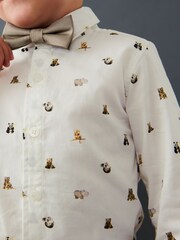 White Smart Print Shirt With Bow Tie (3mths-7yrs) - Image 4 of 6