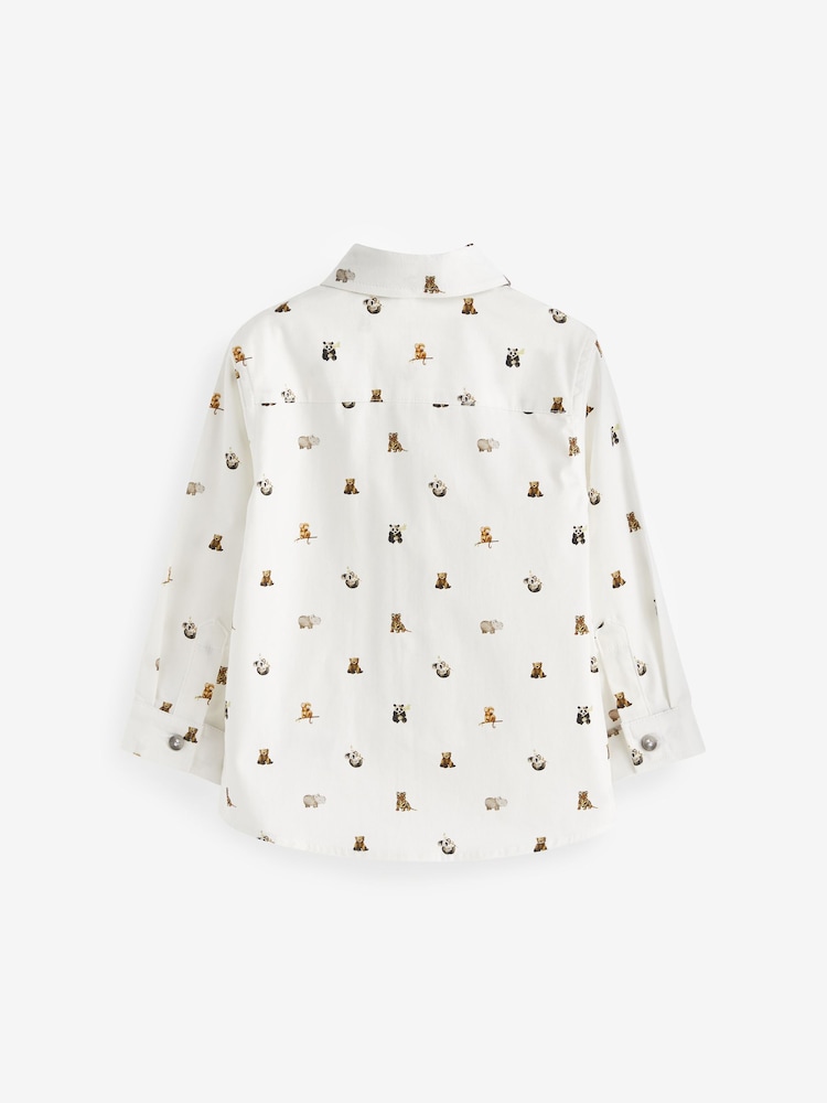 White Smart Print Shirt With Bow Tie (3mths-7yrs) - Image 6 of 6