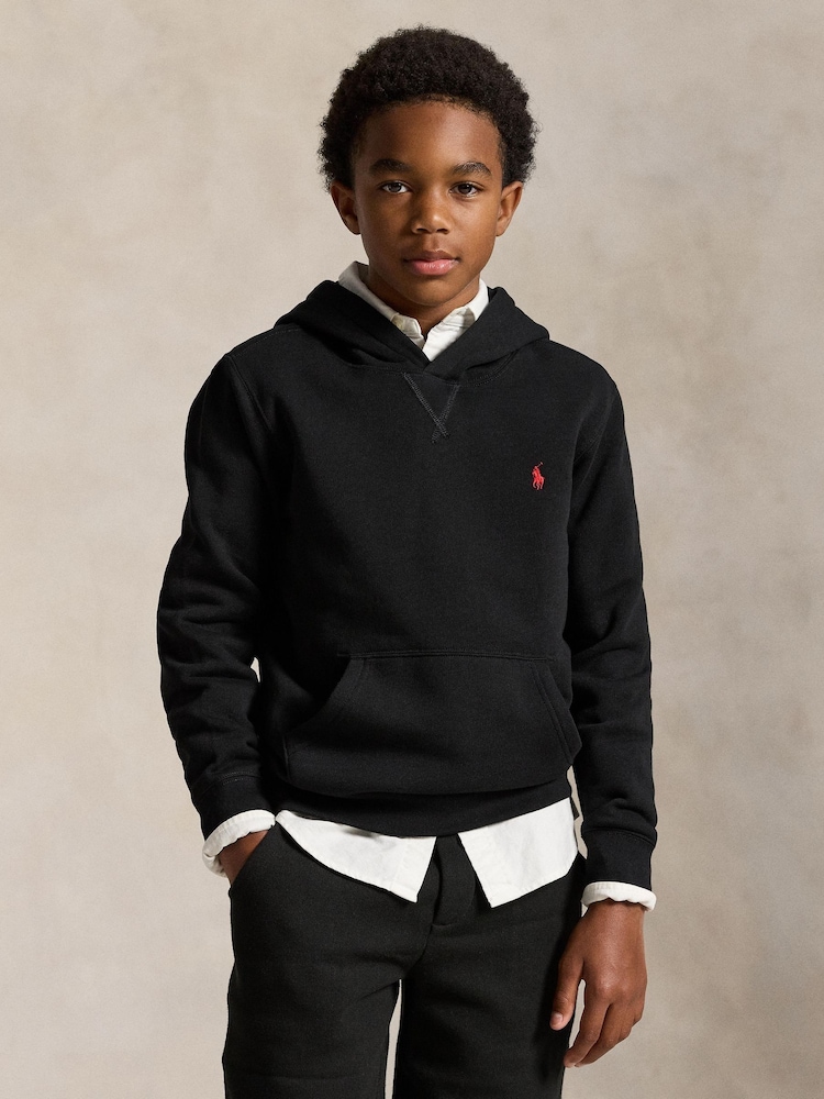 Polo Ralph Lauren Black Logo Jersey Hoodie - Image 1 of 6 Polo Ralph Lauren Black Logo Jersey Hoodie - Image 1 of 6