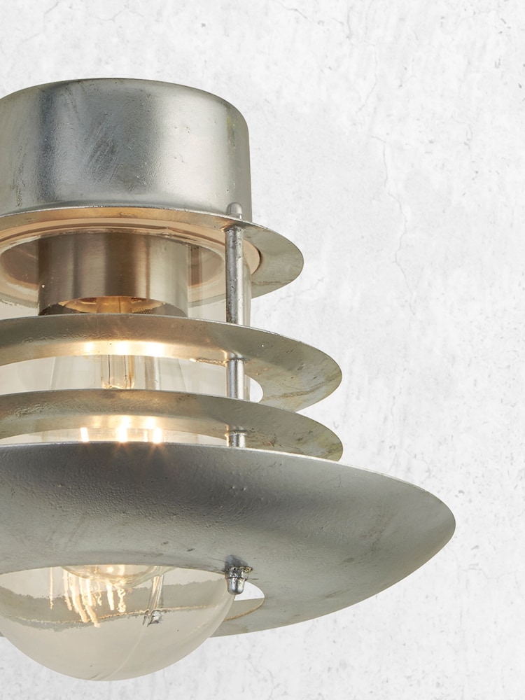 Searchlight Silver Max Lantern Outdoor Wall Light - Image 2 of 3 Searchlight Silver Max Lantern Outdoor Wall Light - Image 2 of 3