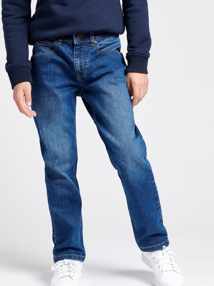 Lee Mid Blue Boys Straight Fit Daren Jeans - Image 1 of 8 Lee Mid Blue Boys Straight Fit Daren Jeans - Image 1 of 8