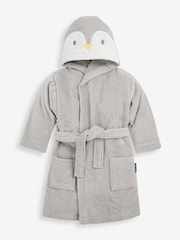 JoJo Maman Bébé Grey Penguin Cotton Dressing Gown - Image 1 of 2