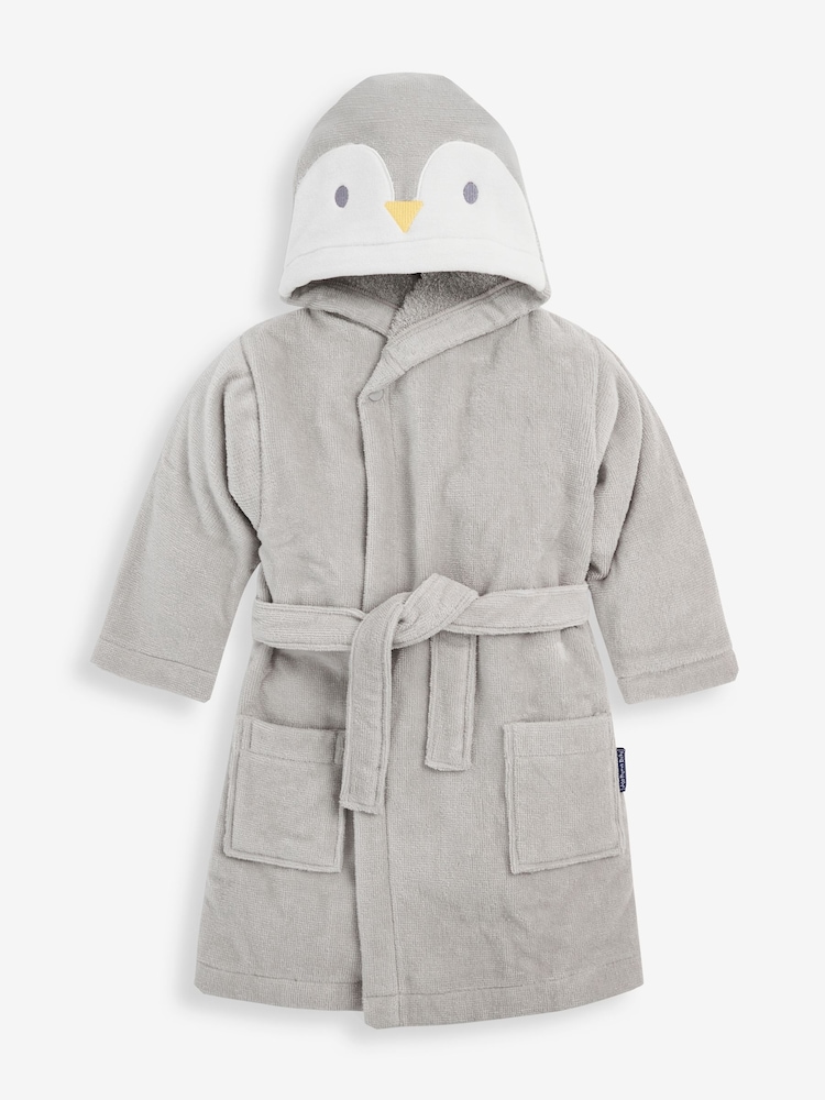 JoJo Maman Bébé Grey Penguin Cotton Dressing Gown - Image 1 of 2