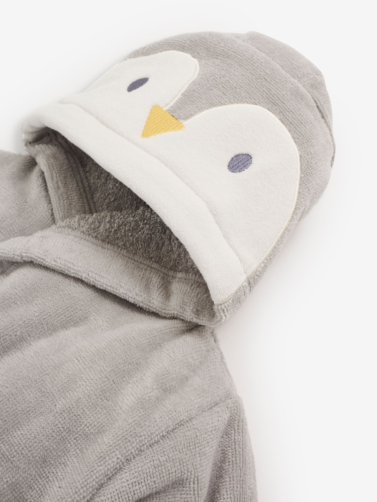 JoJo Maman Bébé Grey Penguin Cotton Dressing Gown - Image 2 of 2
