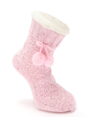 Pour Moi Pink Cosy Cable Knit Socks - Image 2 of 3
