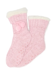 Pour Moi Pink Cosy Cable Knit Socks - Image 3 of 3