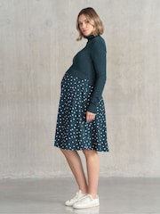 Seraphine Green Knit Topper Maternity Dress with Spot Skirt - Image 2 of 5