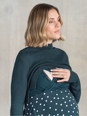 Seraphine Green Knit Topper Maternity Dress with Spot Skirt - Image 5 of 5