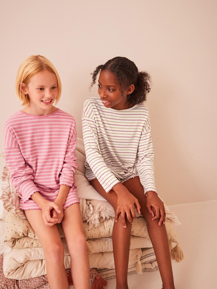 Pink & Weiß - Kurze gerippte Pyjamas 2er-Pack (3-16 J.) - Bild 2 von 7 Pink & Weiß - Kurze gerippte Pyjamas 2er-Pack (3-16 J.) - Bild 2 von 7