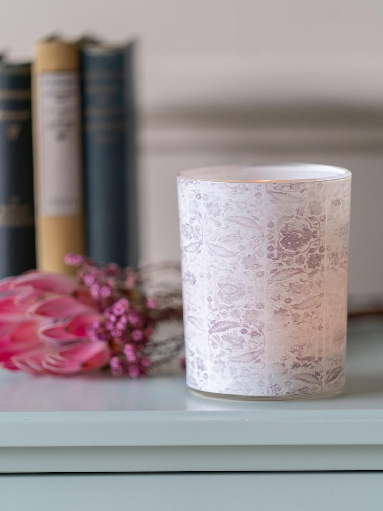 Laura Ashley Frosted Garner Leaf Glass Hurricane Candle Holder - Image 1 of 4
