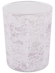 Laura Ashley Frosted Garner Leaf Glass Hurricane Candle Holder - Image 3 of 4