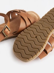 Tan Brown Standard Fit (F) Woven Leather Sandals - Image 3 of 3