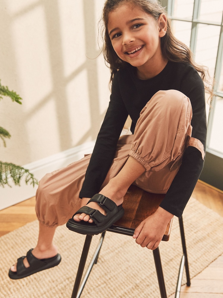 Black Chunky Double Strap Sandals - Image 2 of 6