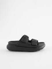 Black Chunky Double Strap Sandals - Image 3 of 6