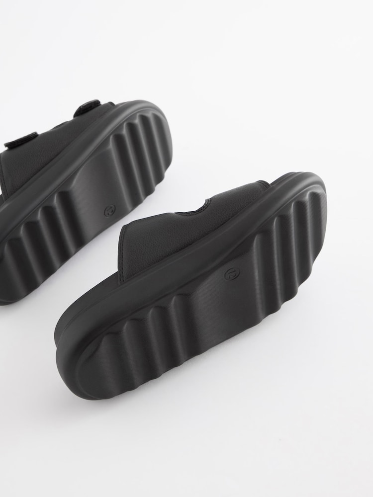 Black Chunky Double Strap Sandals - Image 6 of 6