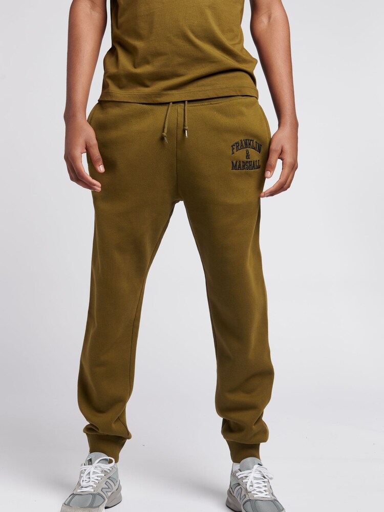 Franklin & Marshall Green Mens 100% Cotton Arch Letter BB Joggers - Image 1 of 5